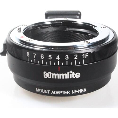 Commlite CM-NF-NEX Lens Mount Adapter with Aperture Dial, Nikon G,DX,F,AI,S,D type Lens to Sony E-Mount NEX Camera