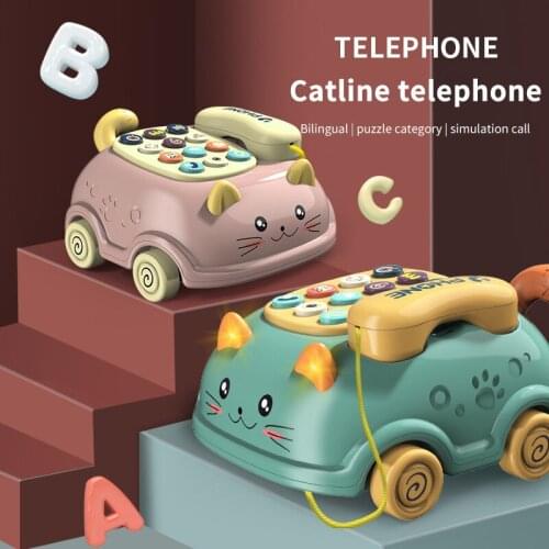 Childrens Multifunctional Boy Girl Bilingual Story Machine Cat Baby Simulation Mobile Phone Educational Toys for Children Kids
