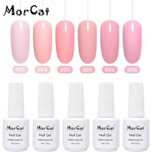 MorCat Gel Nail l Polish 15ml Pink Series UV Gel Polish Nude Pink Nail Gel Polish Bling Nail Art Design Vernis Semi Permanent