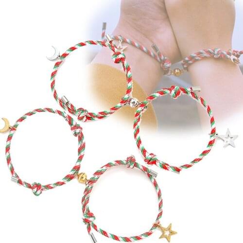 2Pcs New Milan Rope Braided Couple Magnetic Bracelet for Lovers 2021 alentines Day Gift Distance Magnet Bracelets