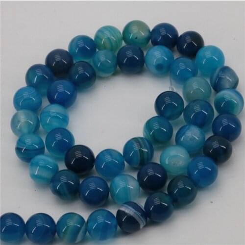 Beautiful 8mm Blue Stripe Onyx Stone Round Jewelry accessories DIY Manual Women Loose Beads Wholesale and retail 15'' dv0214