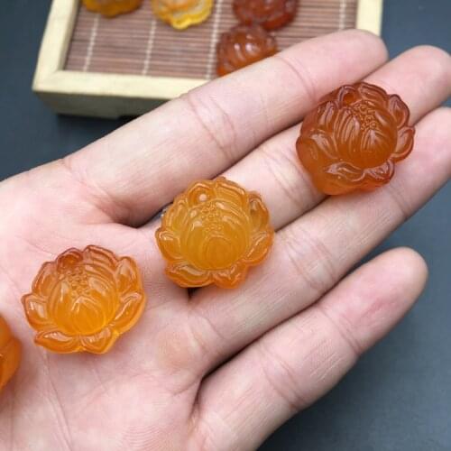 1pc Natural Chinese Agate Jade Pendant Multicolor Lotus Flower Necklace Fashion Charm Carved Jewelry for Women Blessing Amulet
