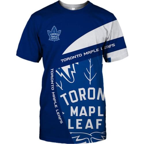 Summer Casual Tops Toronto Mens fashion Blue white stitching fun letter pattern print Maple Leafs T-shirts