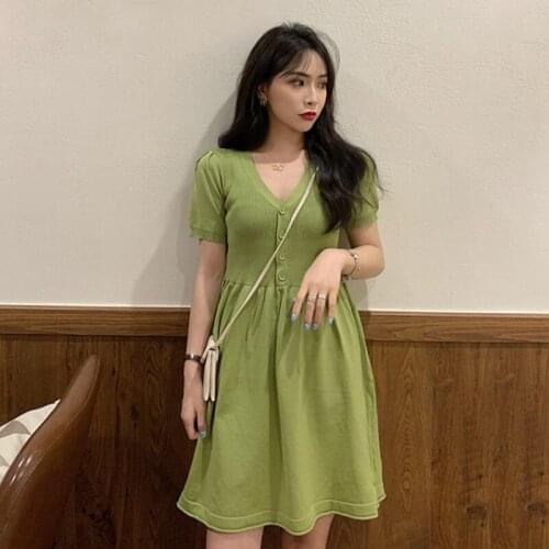 Fashion Women Dress Plus Size 4XL Summer Kintted Woman Dresses Casaul Short Sleeve Korean Womens Clothing Vestidos 2021 WPY3469