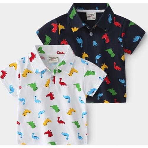 Cartoon Polo Shirts For Summer Childrens Clothes Dinosaur Design Short Sleeve Baby Boys Polo Shirt Tops Tees Girls Boys Gifts