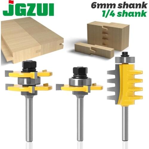 3pcs 6mm 1/4inch Shank Joint Assemble Router Bits Tongue & Groove T-Slot Milling Cutter for Wood Woodwork Cutting Tools
