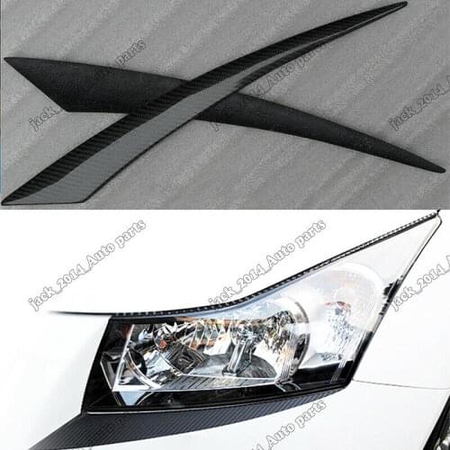 For Chevrolet Cruze 2009 2010 2011 2012 2013 2014 Real Carbon fiber Front Headlight Eyelid Eyebrow Cover Trim