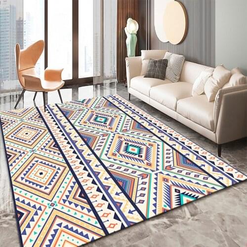 European Morocco Style Carpet Non-slip Geometric Printed Carpets for Living Room Study Dining Room Area Rugs Bedroom Decor Mat
