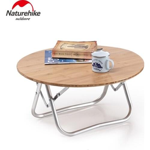 2019 New Folding Nanmu Bamboo Table Outdoor Picnic Barbecue Table Simple Folding Camp Small Round Table