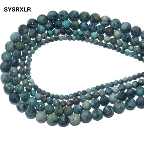 Wholesale Faceted Natural Stone African Turquoises Round Beads For Jewelry Making DIY Bracelet Necklace 4 6 8 10 MM Strand