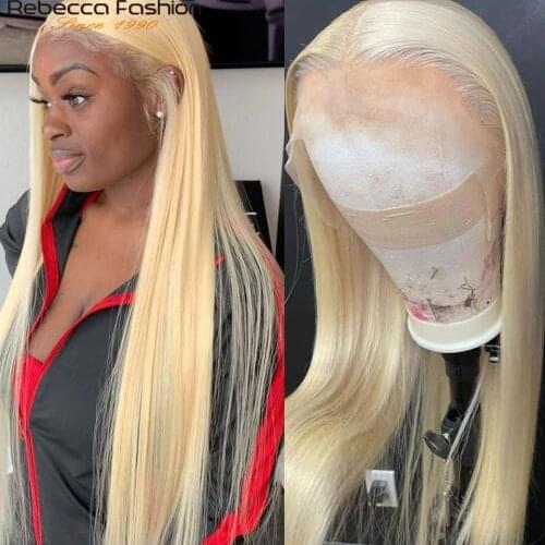 Rebecca 150% Density 613 Honey Blonde 13x6 Lace Front Wig Pre Plucked With Baby Hair Brazilian Remy Straight Human Hair Wigs