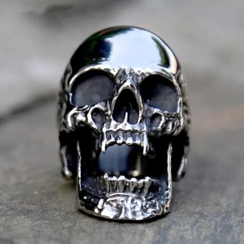 High Polished Stainless Steel Skull Rings For Men And Women Fashion Heavy Ghost Skull Biker Ring Punk Hip Hop Night Club Jewelry