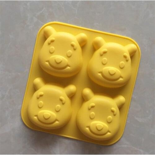 3D Silicone Soap Mold 4 Cartoon Bear Moon Cake Mold Bear Kitchen Baking Tool DIY Handmade Easy Release Mold Easy To Clean