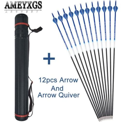 12pcs Spine 500 Mix Carbon Arrow 31.5inch And Portable Quiver Target Shooting Professional Arrow For Archery Hunting Accessories