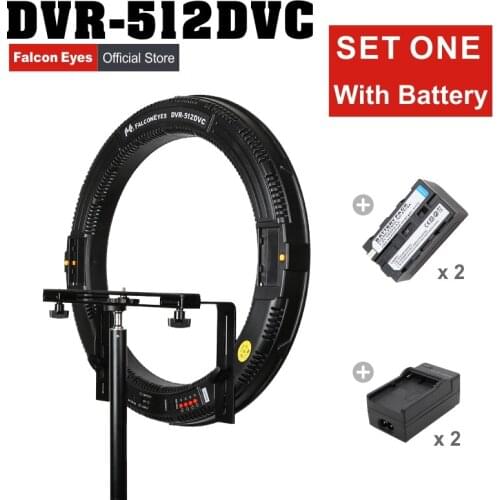FALCONEYES LED Selfie Ring Photography Lamp 31W Continuous Lighting Interview/Youtube Video Live With Battery DVR-512DVC Set One
