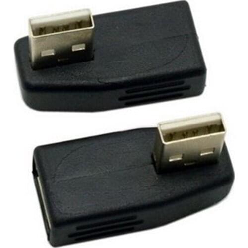 Left & Right Direction Angled 90 Degree USB 2.0 Male to Female Extension Adapter Low Profile Black