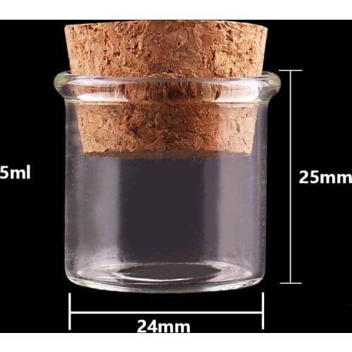 Lots 50 pieces 5ml Trumpet Glass Bottles Tiny Jar Vials With Cork Stopper Containers DIY Craft