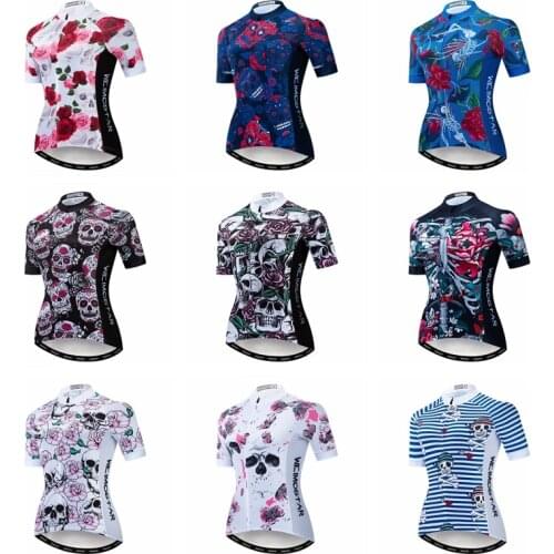 Cycling Jersey women Short Sleeve Bike Jerseys 2019 road MTB bicycle Clothing Ropa Ciclismo maillot white Racing top Skull