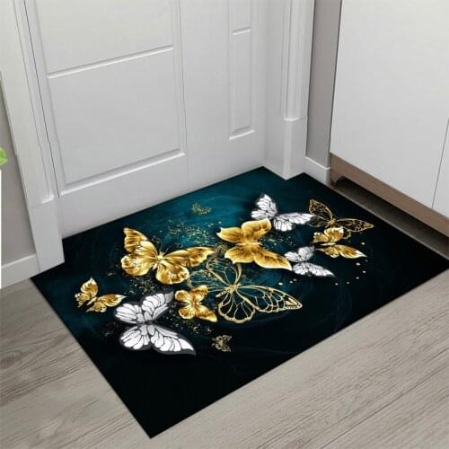 Butterfly Printed Doormat Living Rooms Anti-Slip Carpet Absorbent Shower Bath Mat Floor Bedroom Kitchen Rug Hallway Door Mats