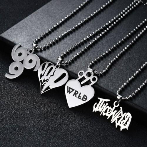 WRLD 999 Pendant Necklace Beads Chain Stainless Steel Letter Pendant Necklace Fans Gift