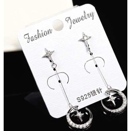 LADYCHIC Moon Star Gold & Silver Color Clear Zircon Long Dangle Earrings for Women Wedding Party Accessories Dropshipping LE1421