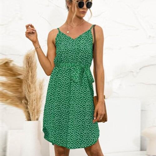 2021 Summer Beach Ladies Dress Fashion Print Polka Dot Casual Pleated Midi Dresses For Women Vacation Elegant Female Sundress