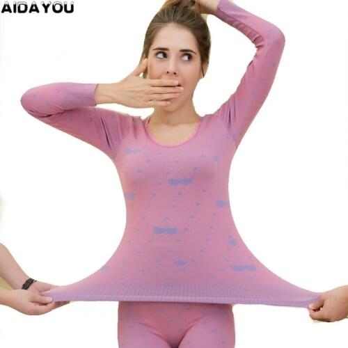 Winter Thermal Underwear Suit For Women Sexy Ladies Lace Pyjamas Cotton Warm Print Long Johns Women Shaped Sets ouc1025
