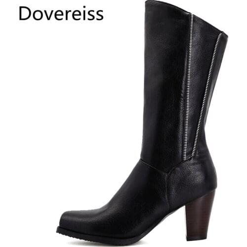 Winter for woman new fashion sexy New Square toeconsice Shoes Burgundy Clear Heels Boots Block heels Half boots