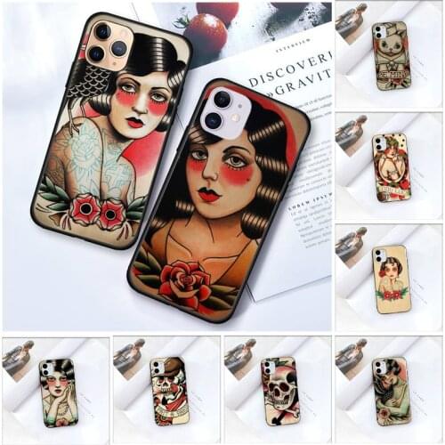 Zororong Cool old school Tattoo Phone Case For iPhone 12 Mini 11 Pro XS Max X XR 7 8 Plus