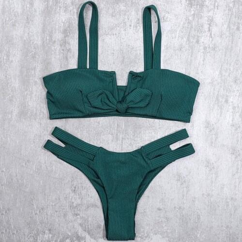 ZTVitality Bow Green Bikinis Push Up Bikini 2020 New Arrival Hollow Out Underwire Low Waist Swimsuit Sexy Swimwear Women Biquini
