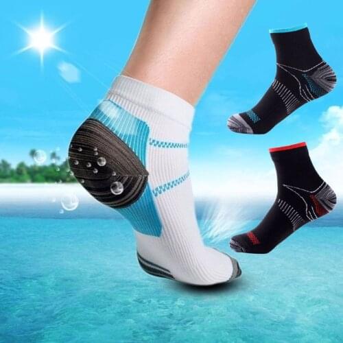 1 Pair Men Short Cotton Socks Compression Arch Support Athletic Gym Breathable Sports Socks