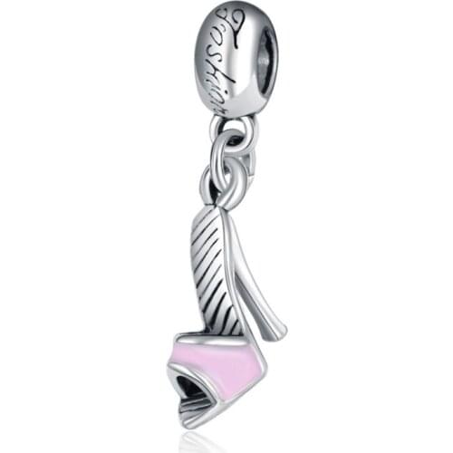 1Pcs New Cute Pink High Heels Pendant DIY Beads Suitable for Original Pandora Charm Bracelet Ladies Jewelry Making Gifts