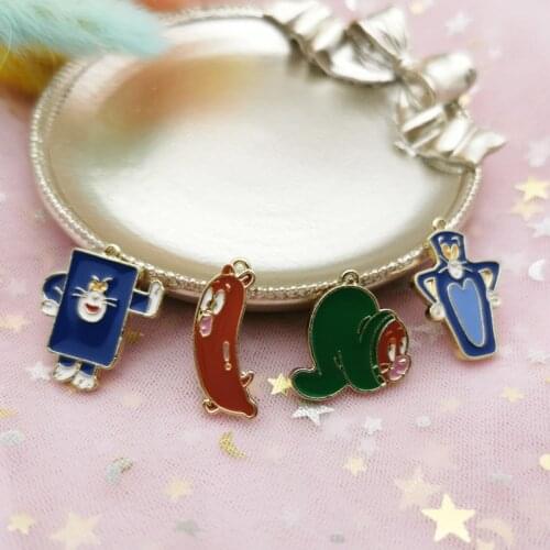 10pcs Funny Cartoon Animals Charms Cat Mouse Rat Pendants Fit DIY Earring Keychain Dangle Jewelry Accessories Craft Handmade