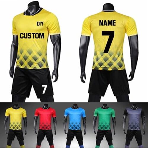 2019/20 Blank Football Jerseys Adults Short Sleeve Soccer Jerseys & Shorts Tracksuit Soccer Uniform Set Training Suit Sportswear