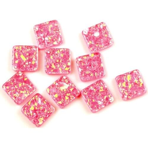 30Pcs Resin Bling Square 15x15mm Decoration Crafts Flatback Cabochon Kawaii DIY Embellishments For Scrapbooking Accessories