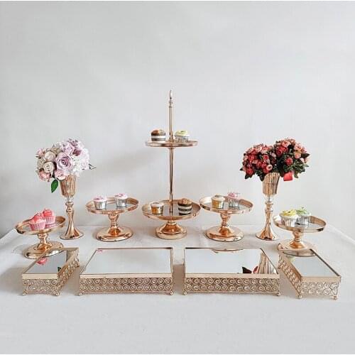 5pcs-17pcs gold cupcake wedding cake stand barware decorating cooking cake tools bakeware set party dinnerware