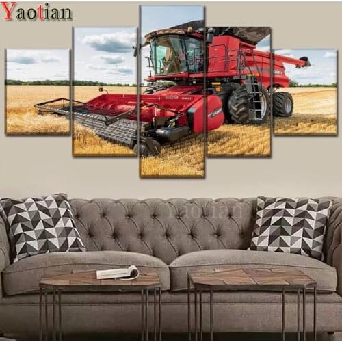 5 Pcs Field Summer Harvester Wheat Diamond Painting Full Square drill,DIY 5D Diamond Embroidery Needlework 3D Cross Stitch Kits