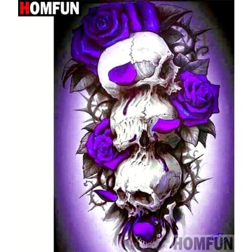 HOMFUN Full Square/Round Drill 5D DIY Diamond Painting "Flower skull" Embroidery Cross Stitch 5D Home Decor Gift A17075