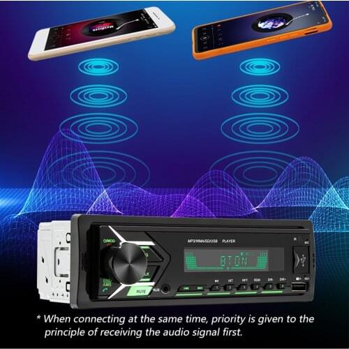 Bluetooth Car Stereo MP3 Player Media Receiver Hands-Free Calling Support CD AM/FM USB Port AUX Input Remote Control 7 Color