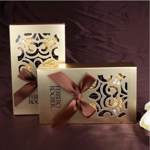 DHL free shipping Wedding Favors gold color chocolate packaging 6 hole Baby Shower Paper Candy Gifts Box Ferrero Rocher Boxes