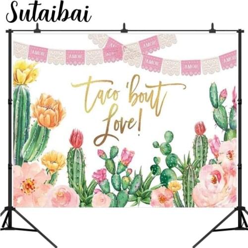Taco Bout Love Backdrop Amor Cactus Flower Photo Background Mexican Fiesta Theme Bridal Shower Bachelorette Wedding Party Banner