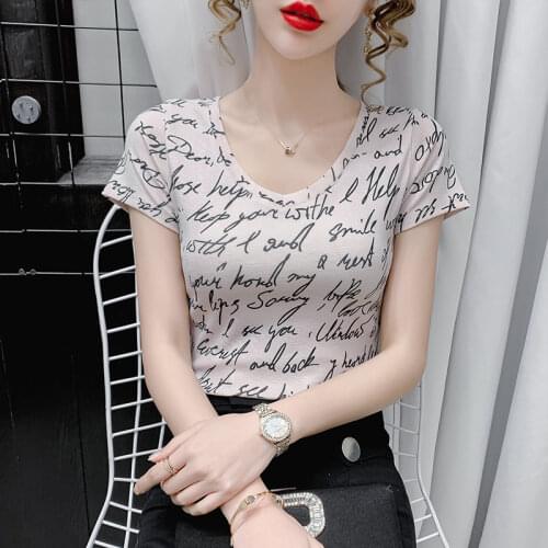 Fashion design letters tide T-shirts for women ladies casual daily tees shirt slim-fit bottoming t shirt 2021 summer tops female