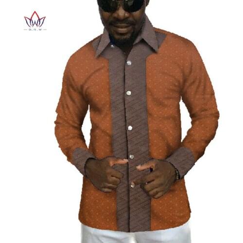 Customize African Clothes Dashiki Shirt for Men Tailor Made Jacquard Fabric Mens Full Sleeves Single Breasted Shirt WYN59