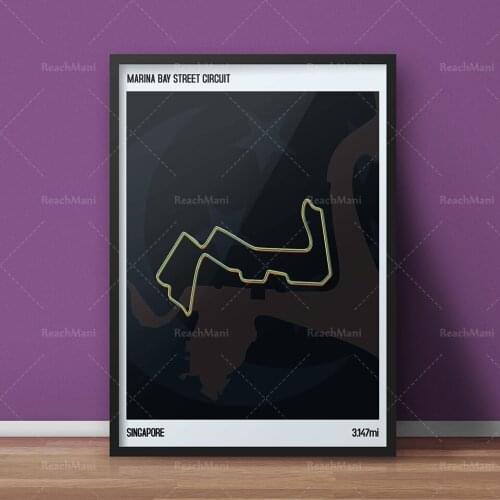 Marina Bay Street Circuit Formula 1 Gift, Formula 1 Art, Print, F1 Race Track Circuit Map Singapore Poster, Wall Hanging