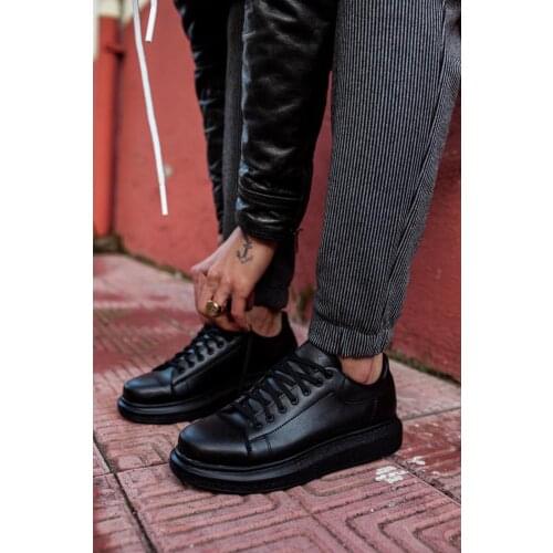 KNACK Black Daily Shoes Van for Men 044 Artificial Leather Rubber Lace-up Fall & Spring Comfortable Outdoor Casual Footwear Sneaker Gel Venus Fast and Free Shipping High Quality Fabric New Season Fashion Trendy 2021