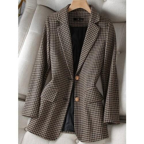 Korean autumn sports jacket womens oversized clothing Plaid sports jacket office womens jacket spring oversized clothing