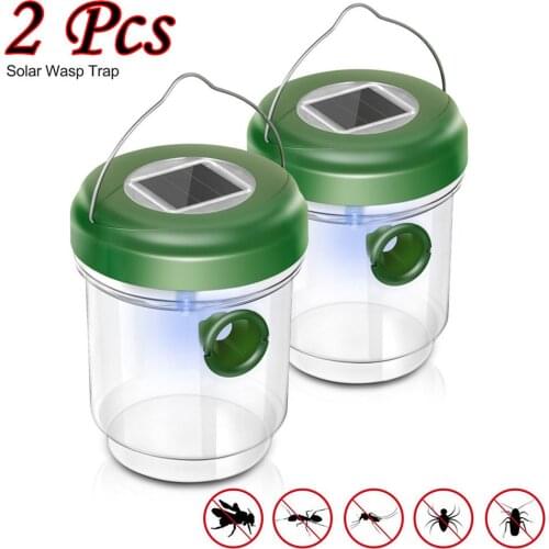 2PCS Wasp Trap Catcher Life Outdoor Solar Powered Trap With Led Protect Garden Vegetables Fruit Home Tools