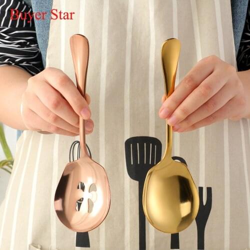 2 Sets Golden Serving Rice Spoon Restaurant Stainless Steel Dinnerware Set Public Using Buffet Meal Served Kitchen Tableware