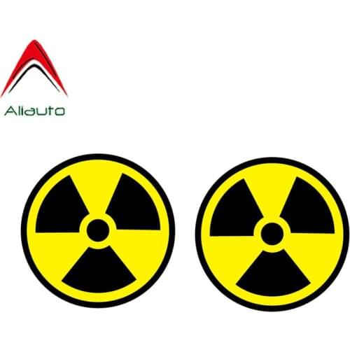 Aliauto 2 X RADIATION SYMBOL Car Sticker Personality Car Styling Reflective Decal for Audi A1 A3 A4 A5 C5 Q3,8CM*8CM