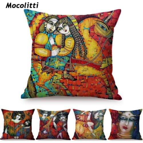Religion Pieta Abstract Oil Painting Art Luxury Decorative Throw Pillow Cover Centaur Love Unicorn Portrait Linen Cushion Cover